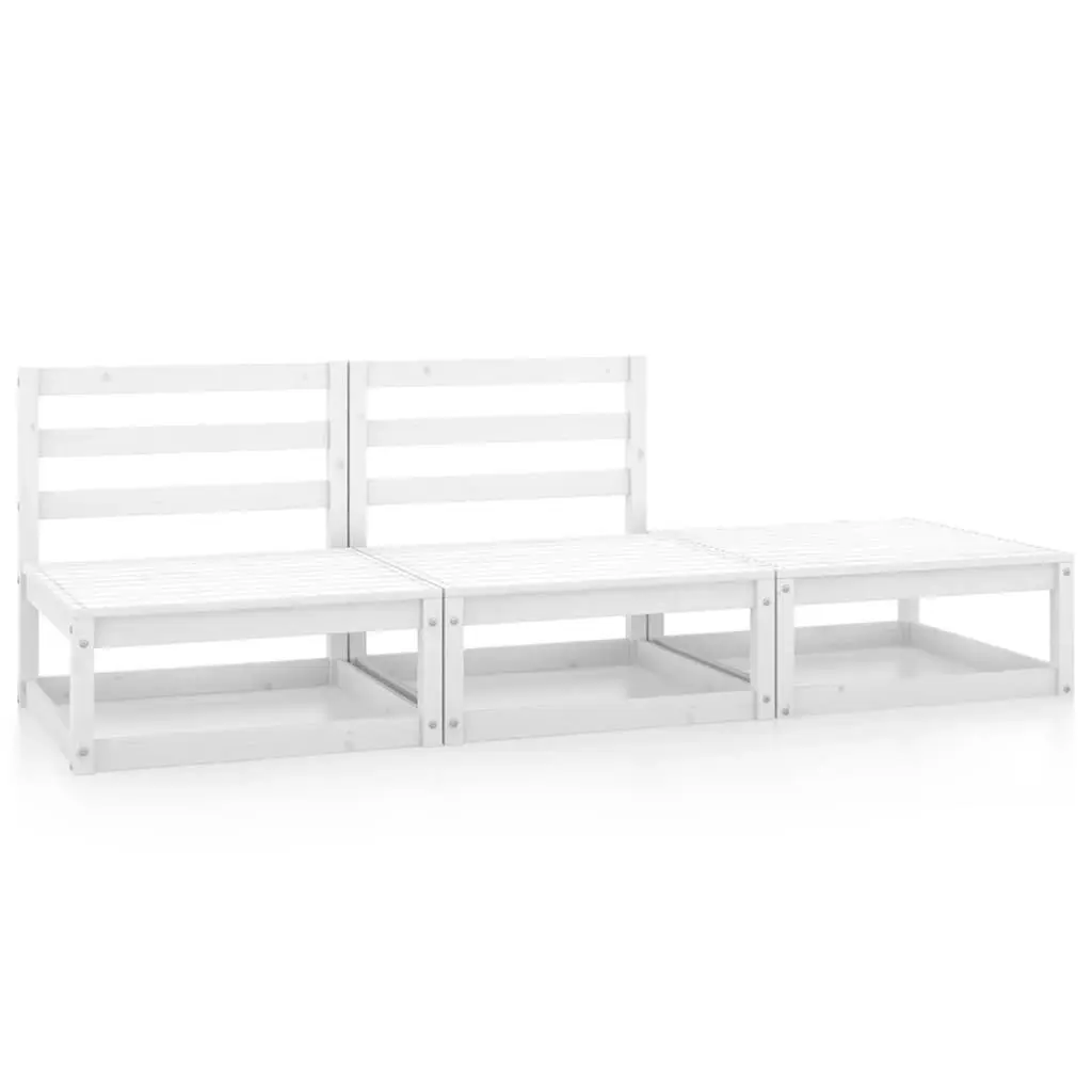 3 Piece Garden Lounge Set White Solid Pinewood 805711