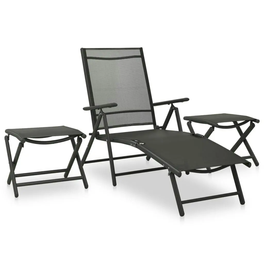 3 Piece Garden Lounge Set Textilene and Aluminium Black 312198