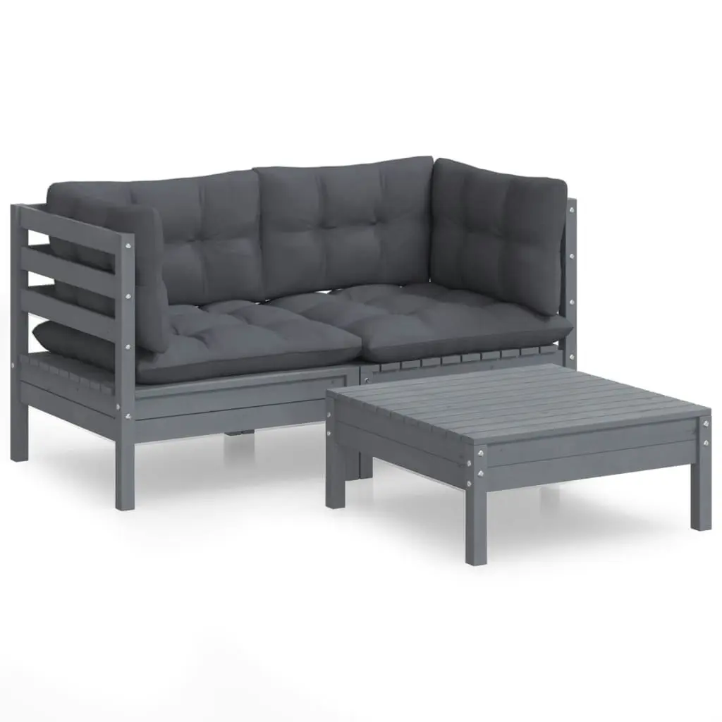 3 Piece Garden Lounge Set with Anthracite Cushions Pinewood 3096018