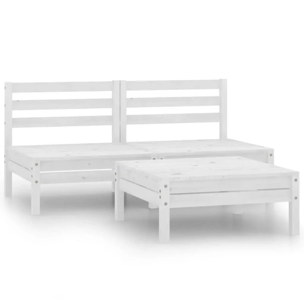 3 Piece Garden Lounge Set Solid Pinewood White 806613