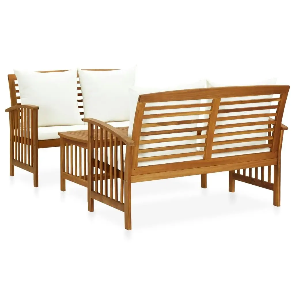 3 Piece Garden Lounge Set with Cushions Solid Acacia Wood 3057976