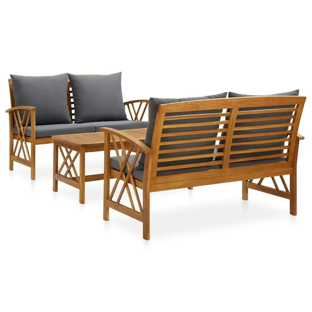 3 Piece Garden Lounge Set with Cushions Solid Acacia Wood 3057992