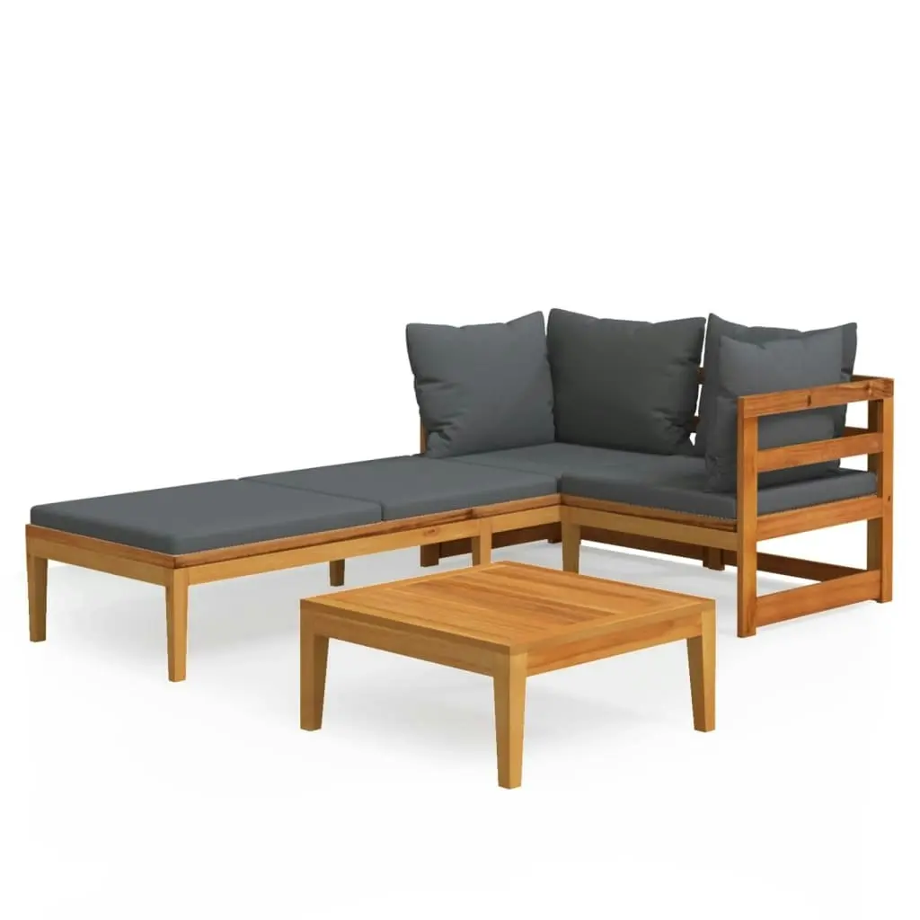 3 Piece Garden Lounge Set with Dark Grey Cushions Acacia Wood 3087279