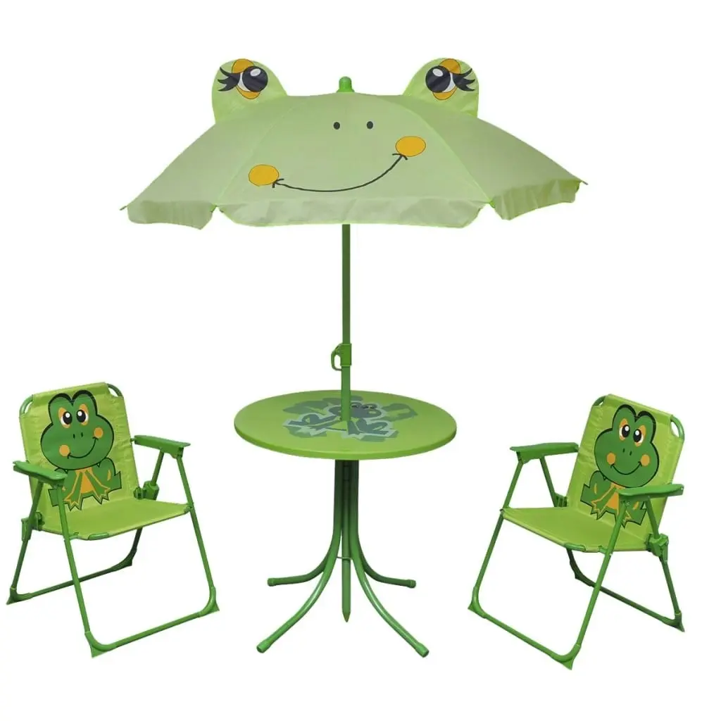 3 Piece Kids' Garden Bistro Set with Parasol Green 41843