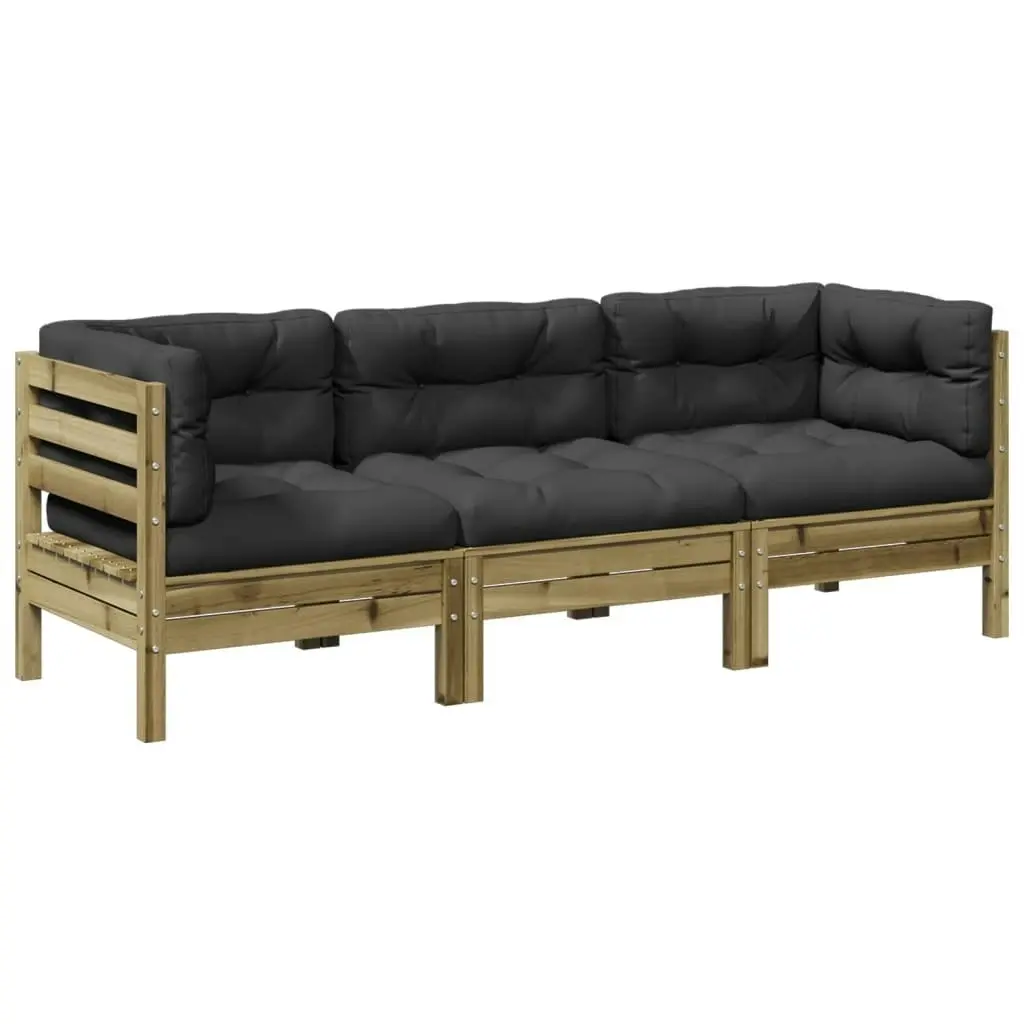 3 Piece Garden Sofa Set with Cushions Impregnated Wood Pine 3299274