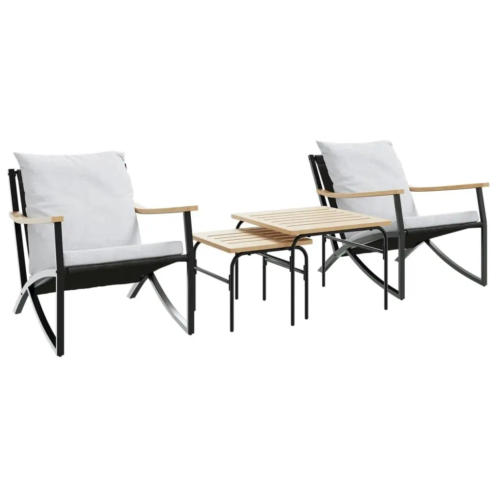 4 Piece Balcony Furniture Set with Cushions Black Steel 4009305