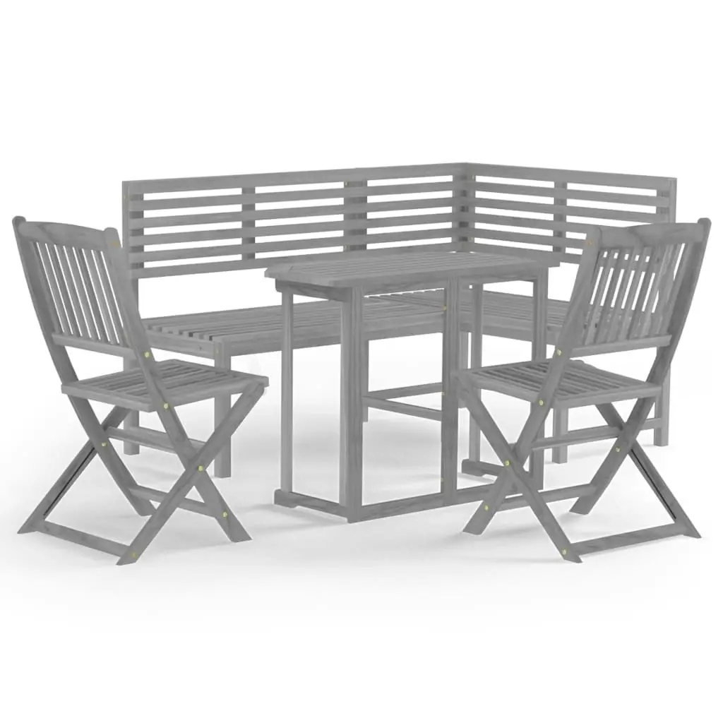 4 Piece Bistro Set Solid Acacia Wood Grey 3057867