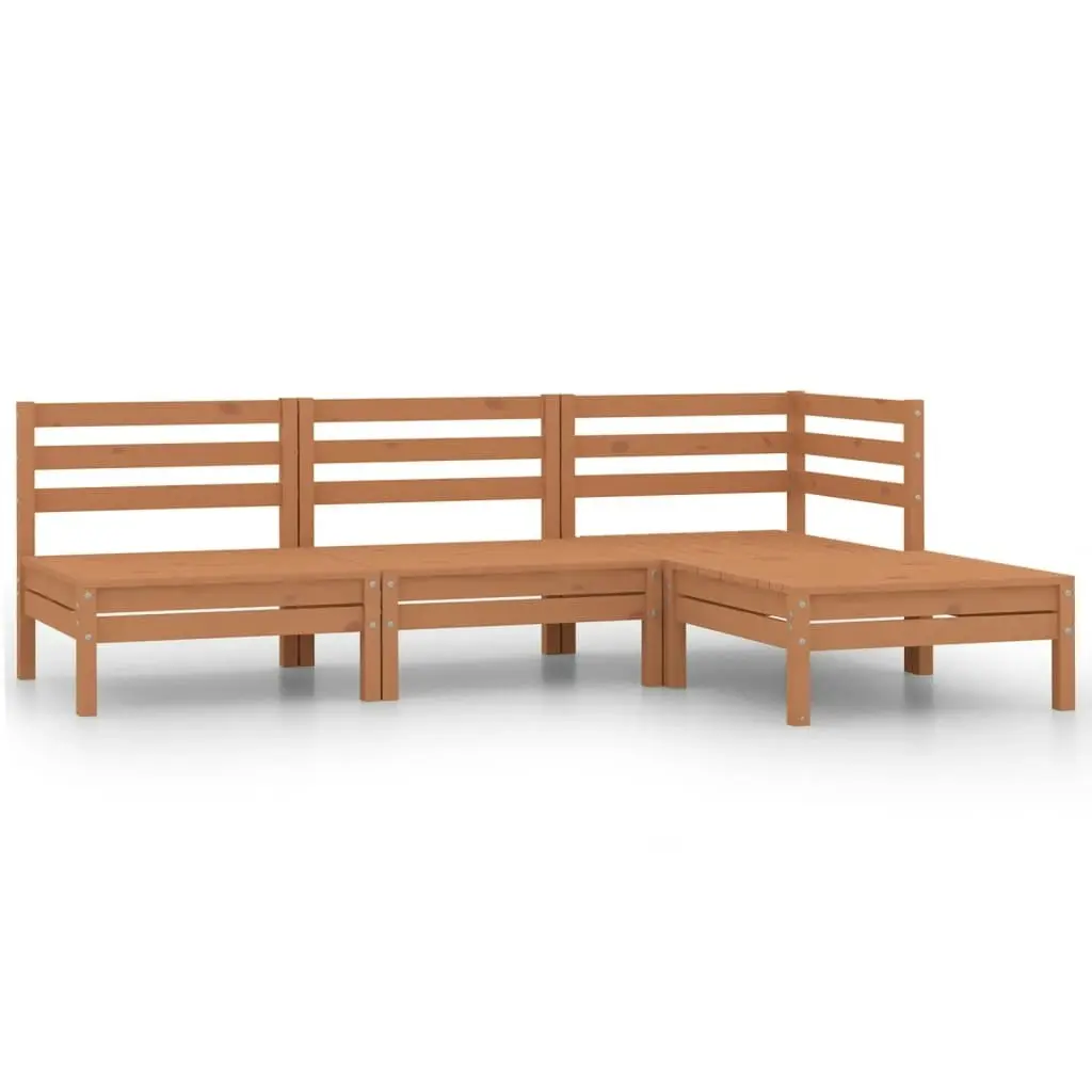 4 Piece Garden Lounge Set Solid Pinewood Honey Brown 806620