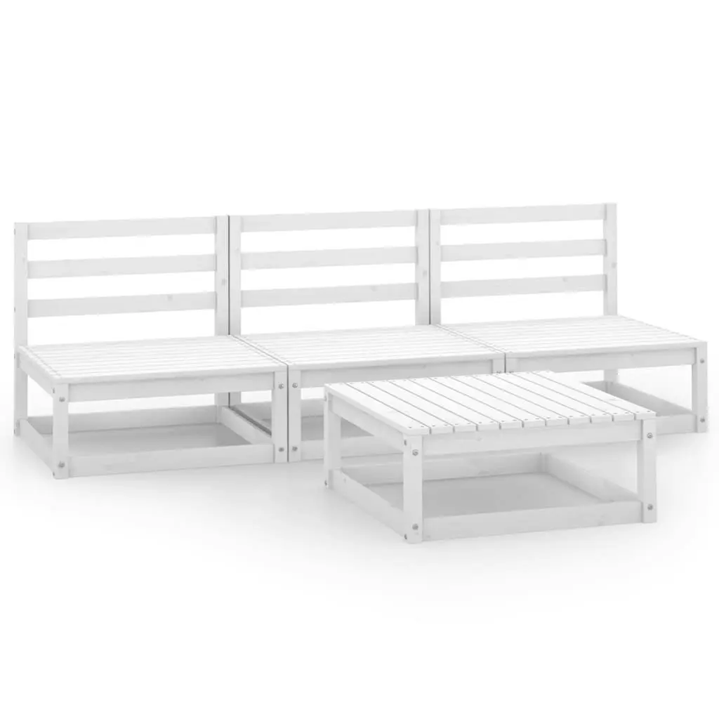 4 Piece Garden Lounge Set White Solid Pinewood 3075305