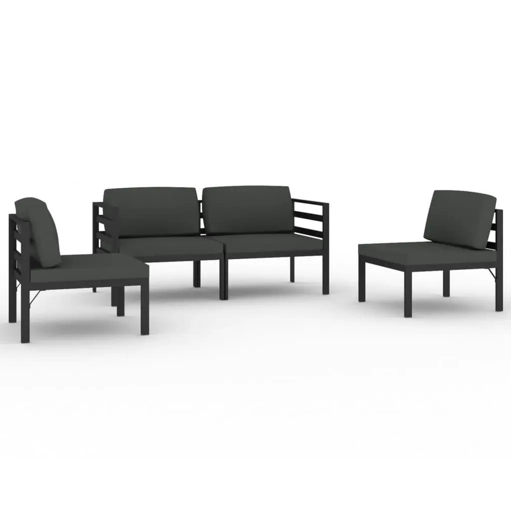 4 Piece Garden Lounge Set with Cushions Aluminium Anthracite 3107787