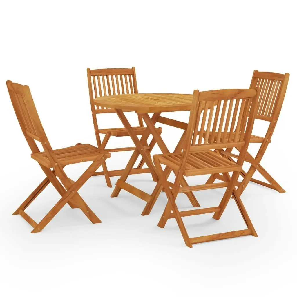 5 Piece Folding Outdoor Dining Set Solid Eucalyptus Wood 3087162