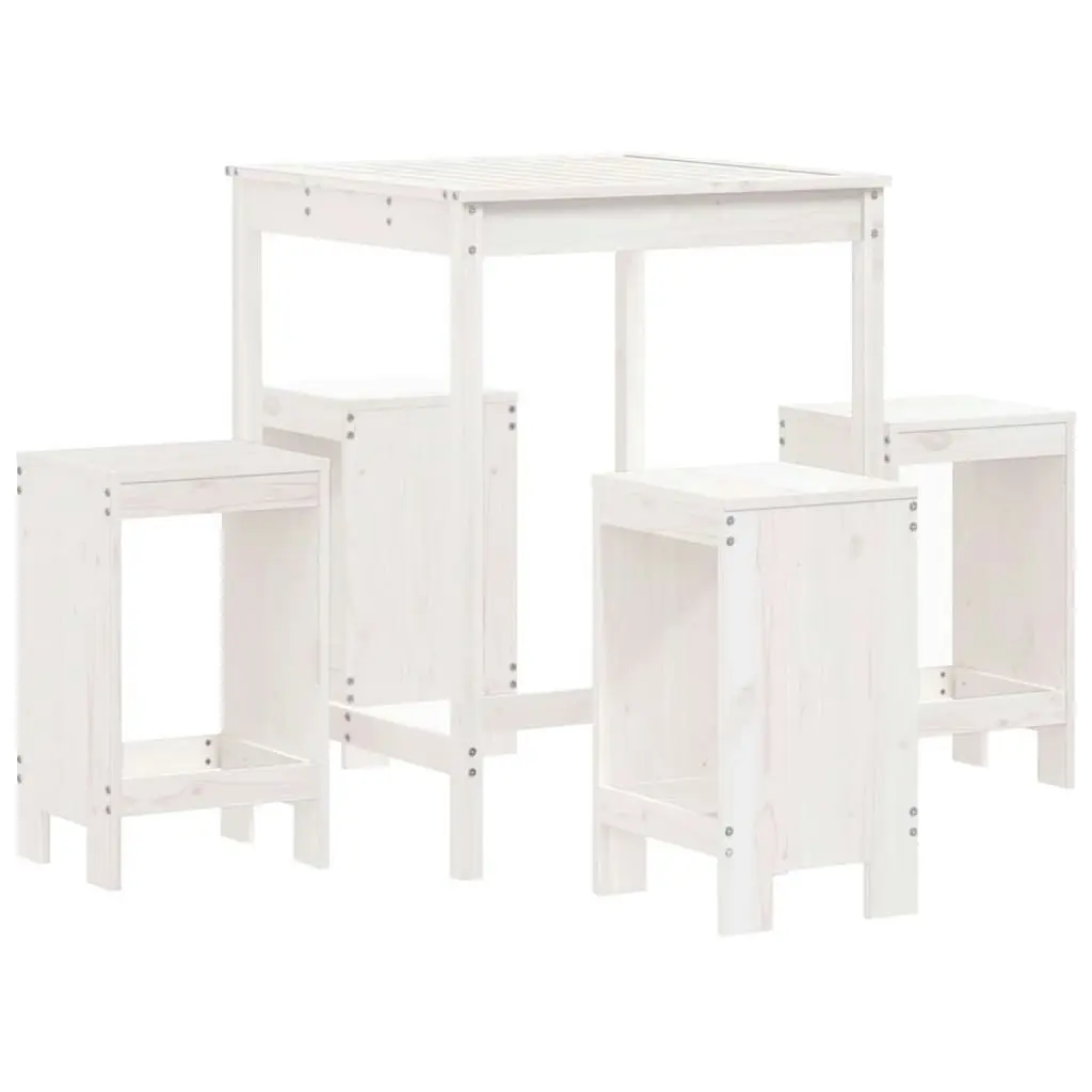 5 Piece Garden Bar Set White Solid Wood Pine 3157740