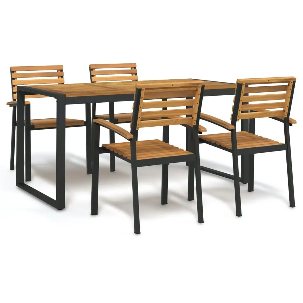 5 Piece Garden Dining Set Solid Wood Acacia and Metal 3155408