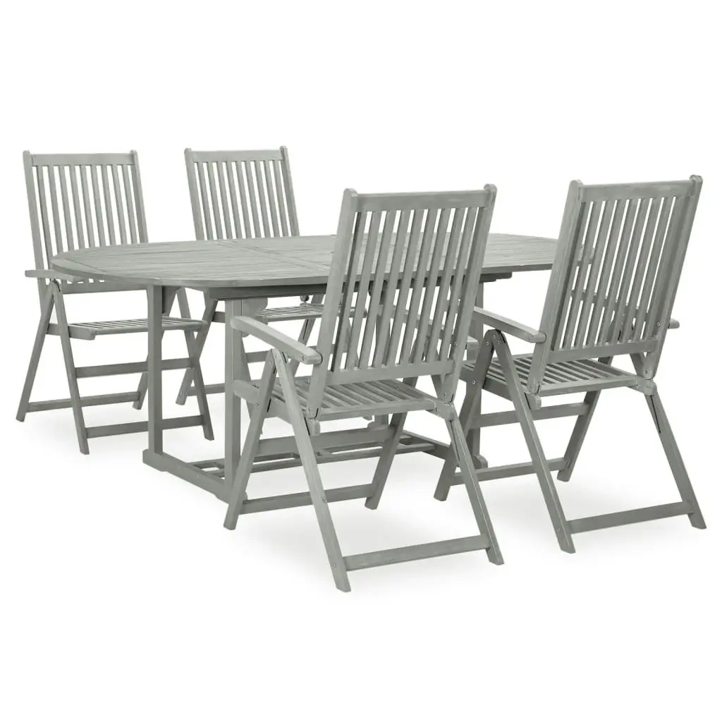 5 Piece Garden Dining Set Solid Wood Acacia Grey 3057907