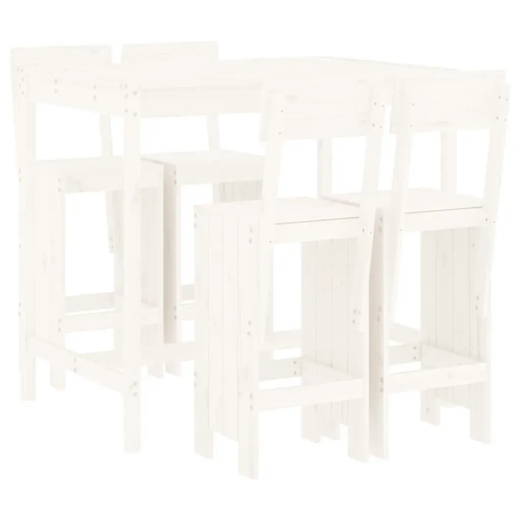 5 Piece Garden Bar Set White Solid Wood Pine 3157806