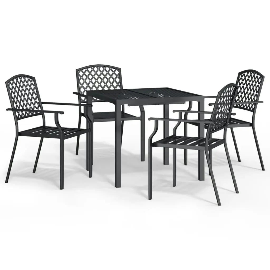 5 Piece Garden Dining Set Anthracite Steel 3187998