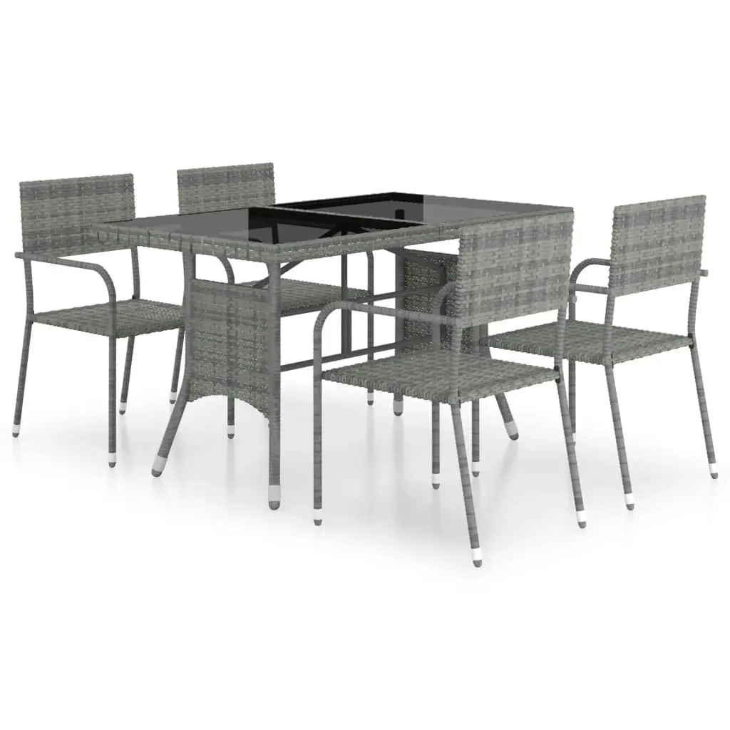 5 Piece Garden Dining Set Poly Rattan Anthracite & Grey 3059445