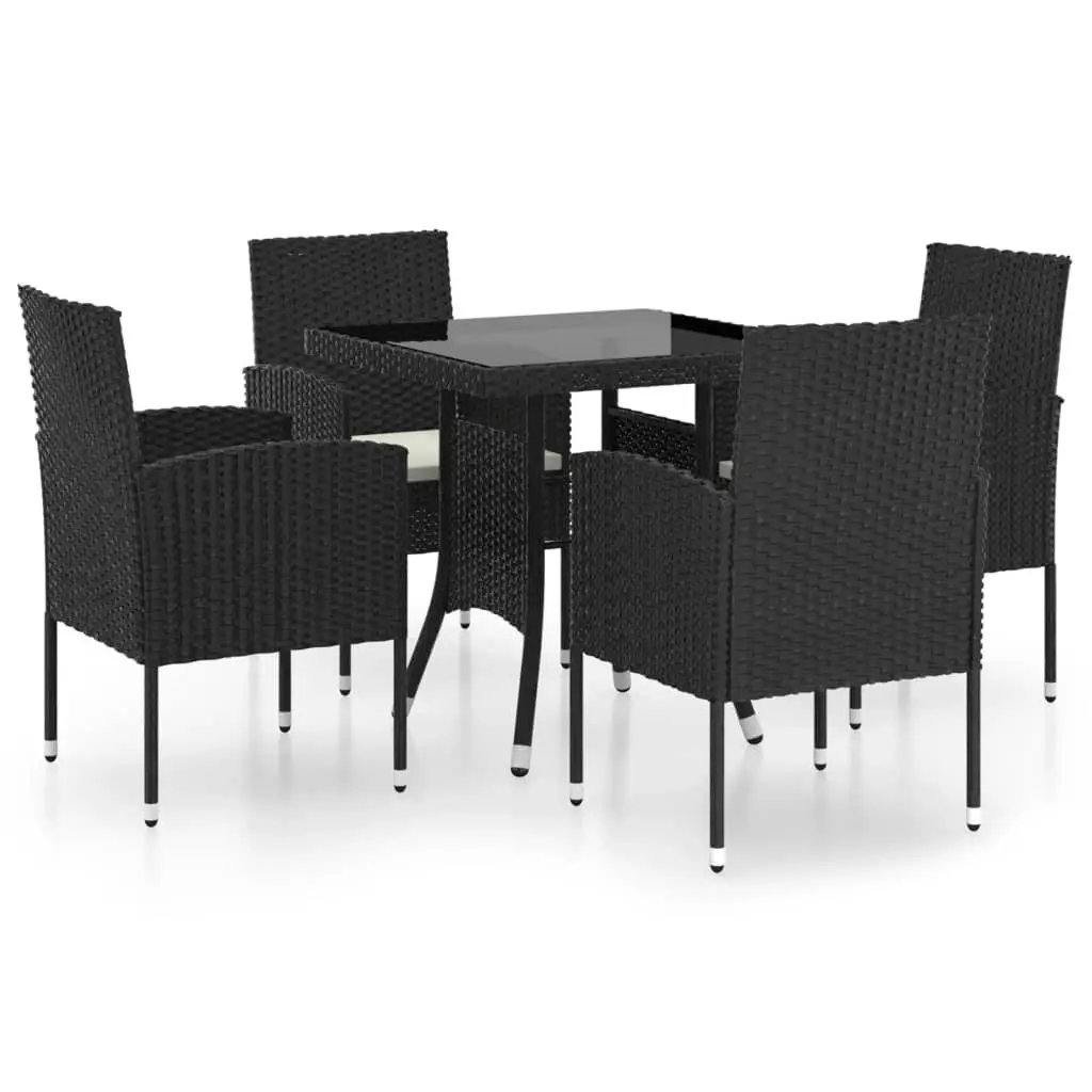 5 Piece Garden Dining Set Poly Rattan Black 3059413