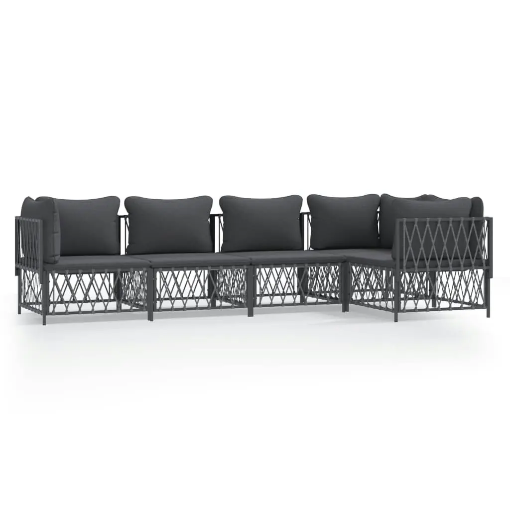 5 Piece Garden Lounge Set with Cushions Anthracite Steel 3186873