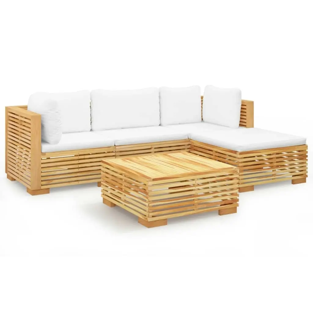 5 Piece Garden Lounge Set with Cushions Solid Wood Teak 3100913