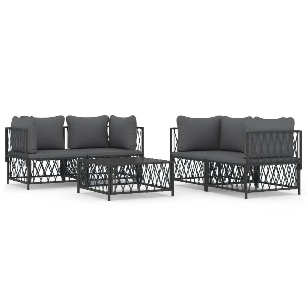 5 Piece Garden Lounge Set with Cushions Anthracite Steel 3186825