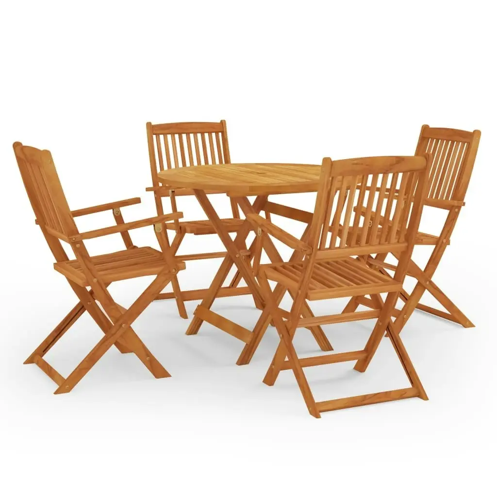 5 Piece Folding Outdoor Dining Set Solid Eucalyptus Wood 3087161