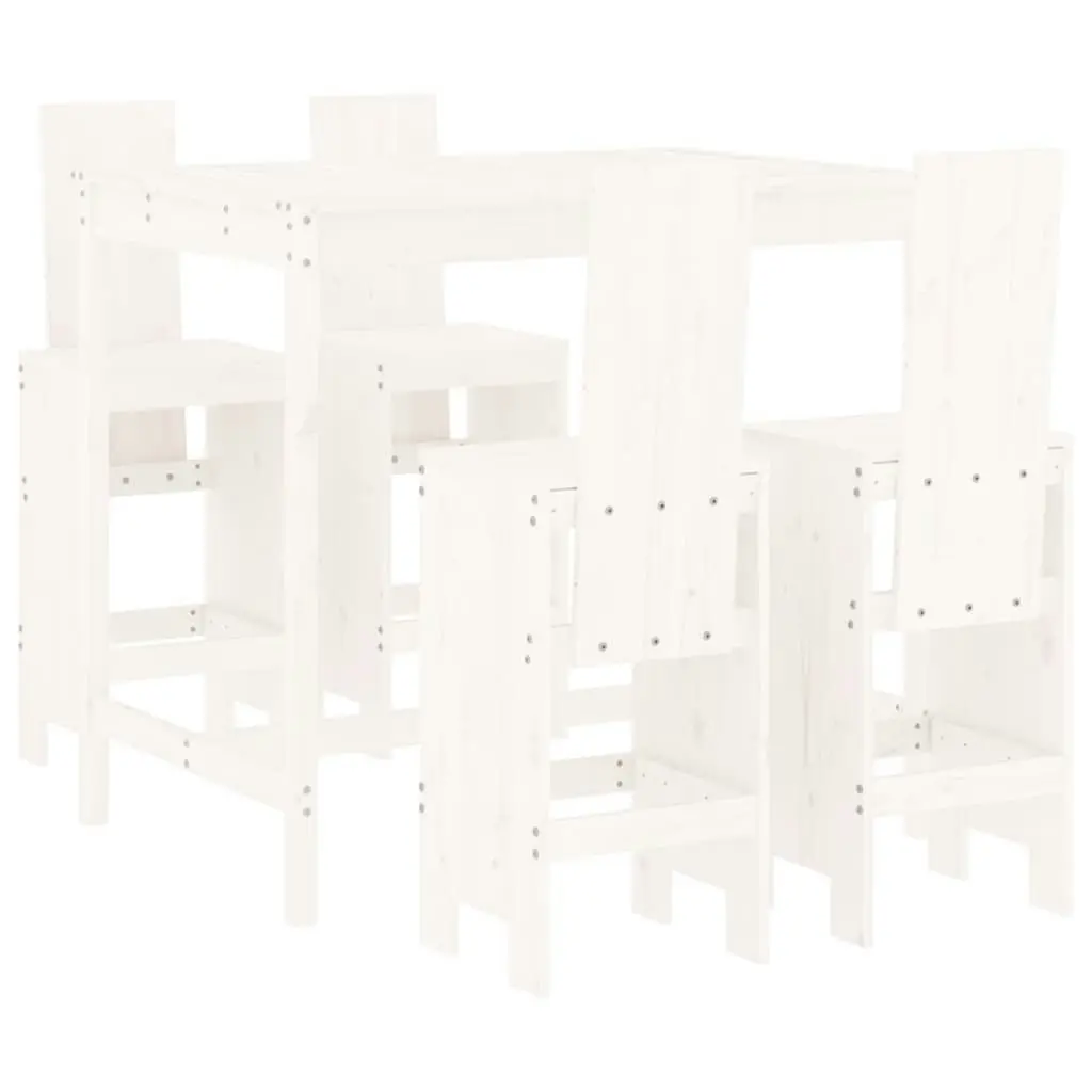 5 Piece Garden Bar Set White Solid Wood Pine 3157776