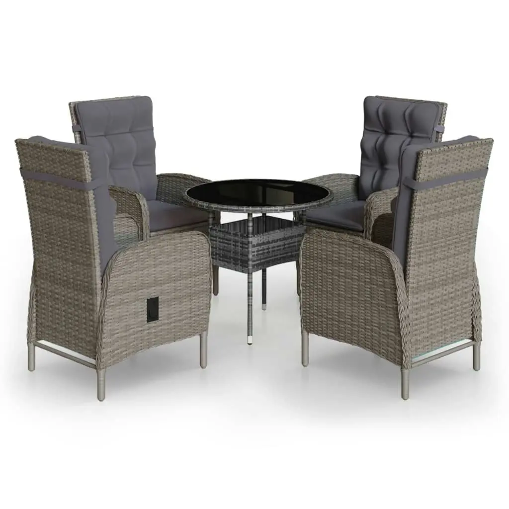 5 Piece Garden Bistro Set Poly Rattan Grey 3058550