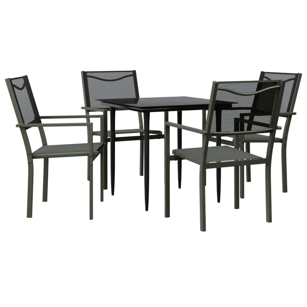 5 Piece Garden Dining Set Black Steel and Textilene 3200719