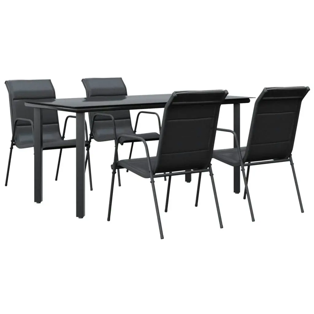 5 Piece Garden Dining Set Black Steel and Textilene 3200714