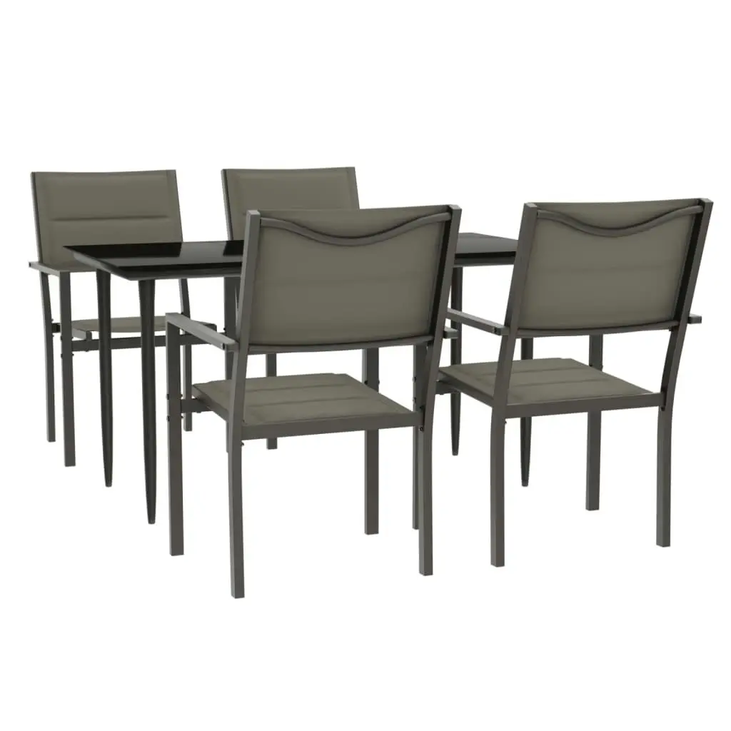 5 Piece Garden Dining Set Black Steel and Textilene 3200736