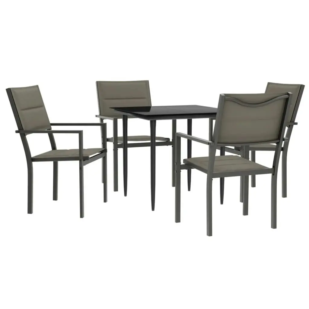 5 Piece Garden Dining Set Black Steel and Textilene 3200735