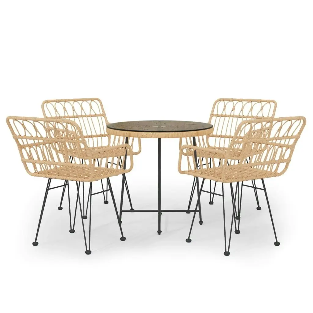 5 Piece Garden Dining Set Poly Rattan 3157841