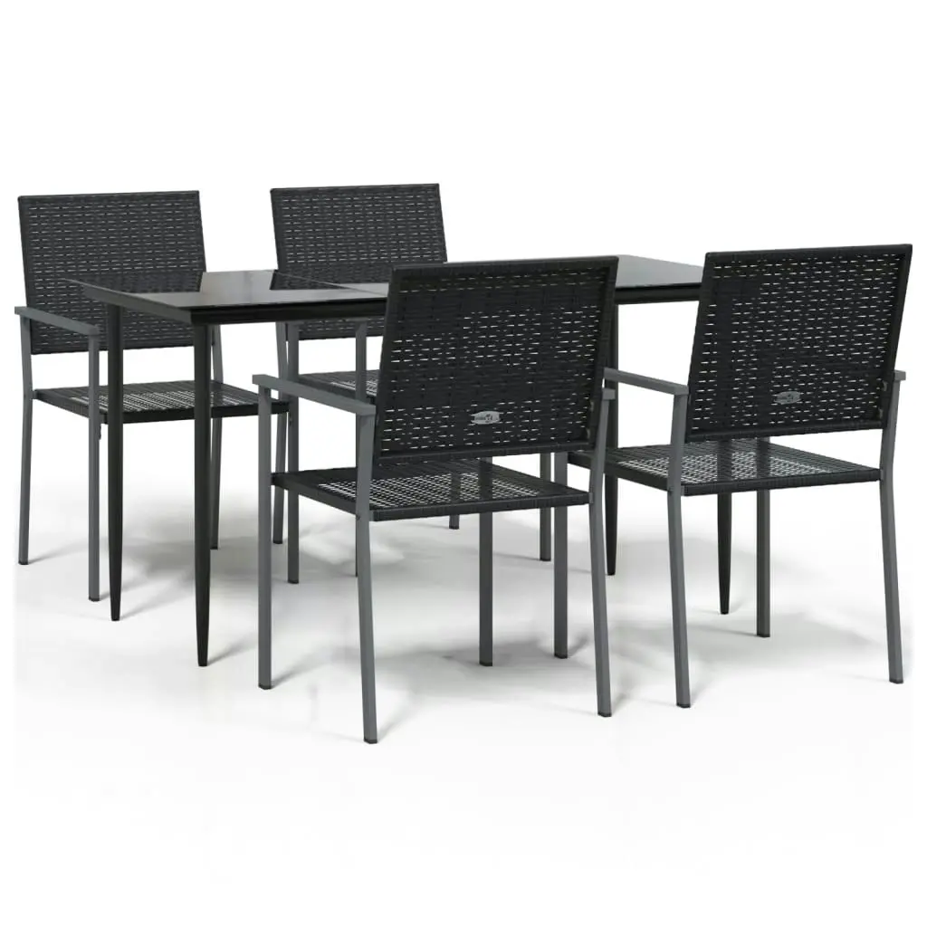 5 Piece Garden Dining Set Poly Rattan and Steel 3187007