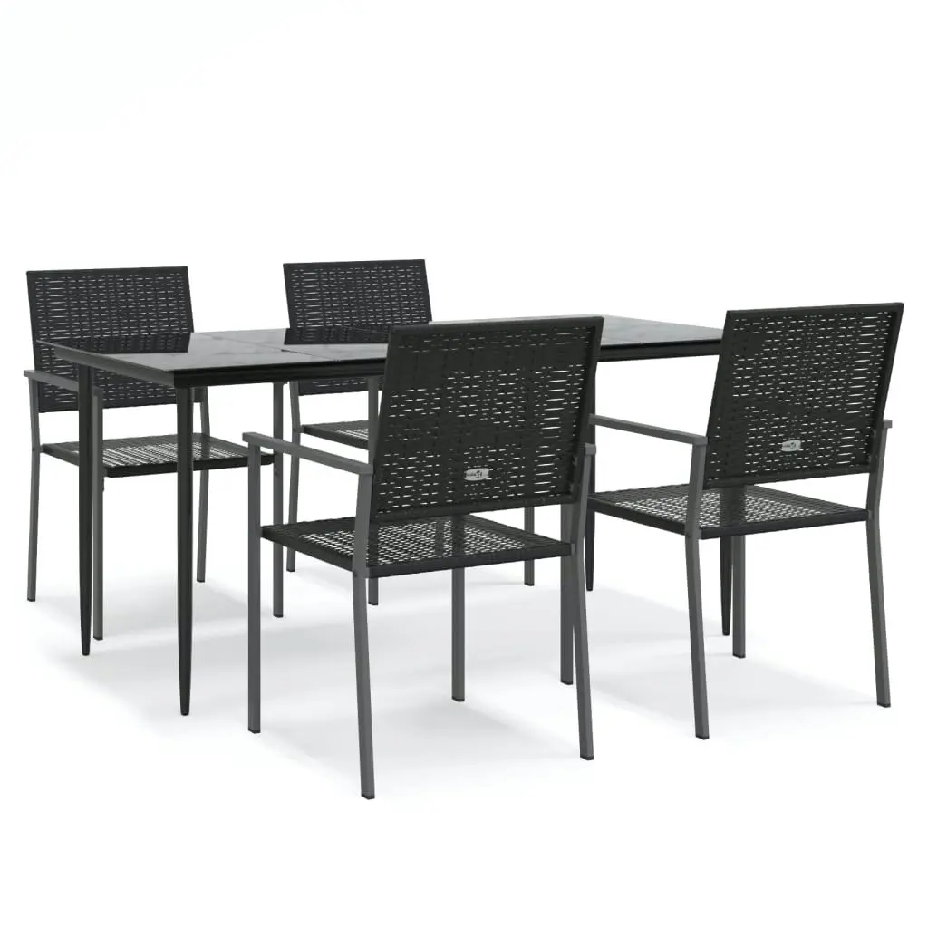 5 Piece Garden Dining Set Poly Rattan and Steel 3187011