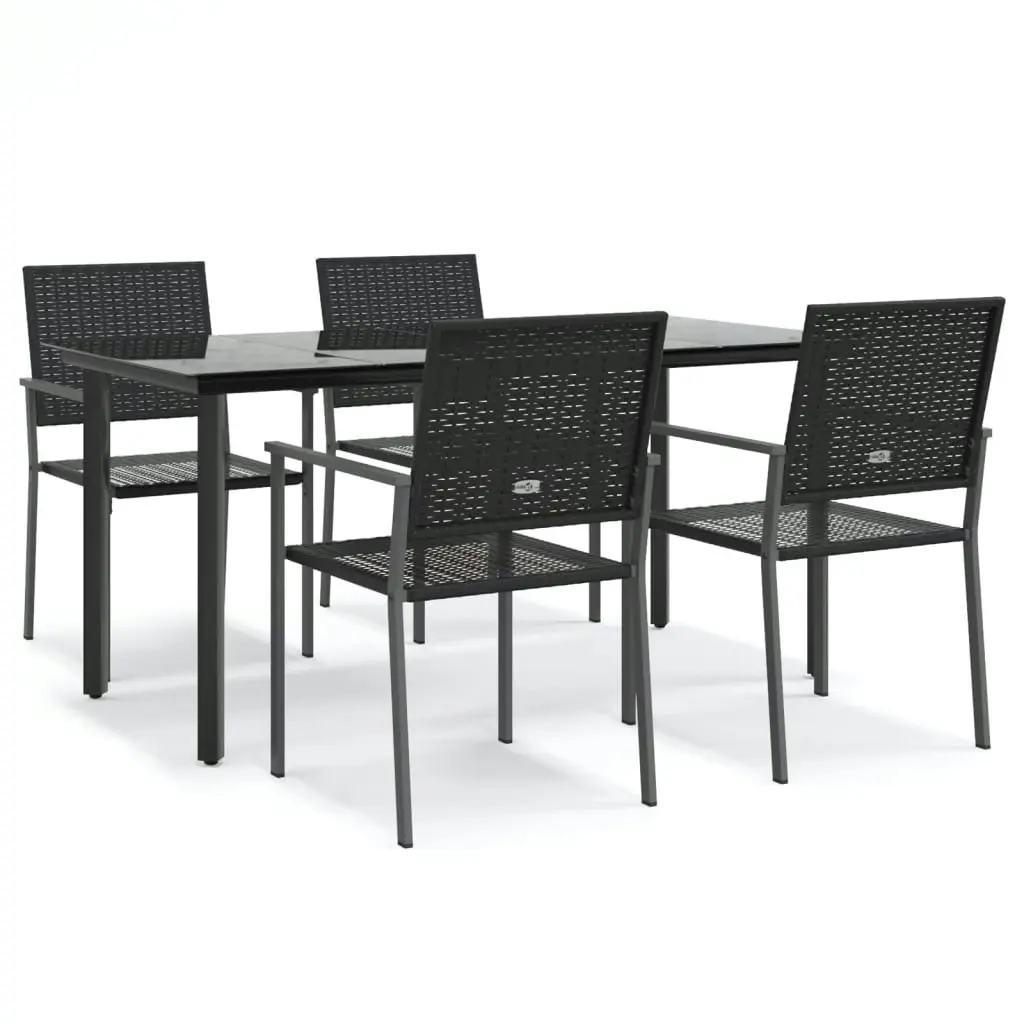 5 Piece Garden Dining Set Poly Rattan and Steel 3187027