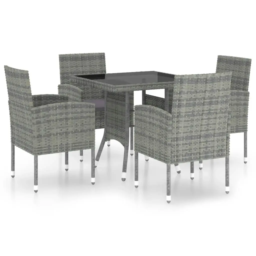 5 Piece Garden Dining Set Poly Rattan Anthracite 3059415