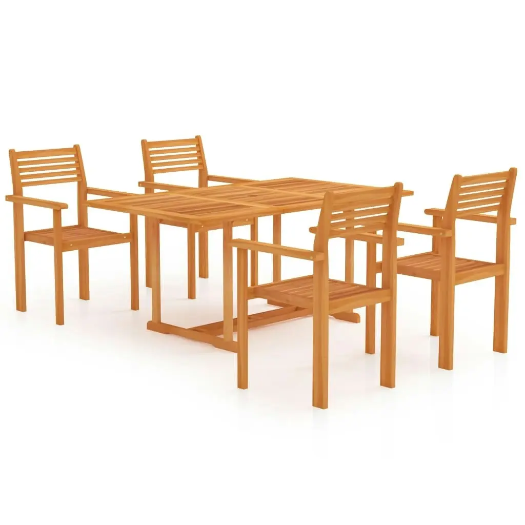 5 Piece Garden Dining Set Solid Teak Wood 3059547