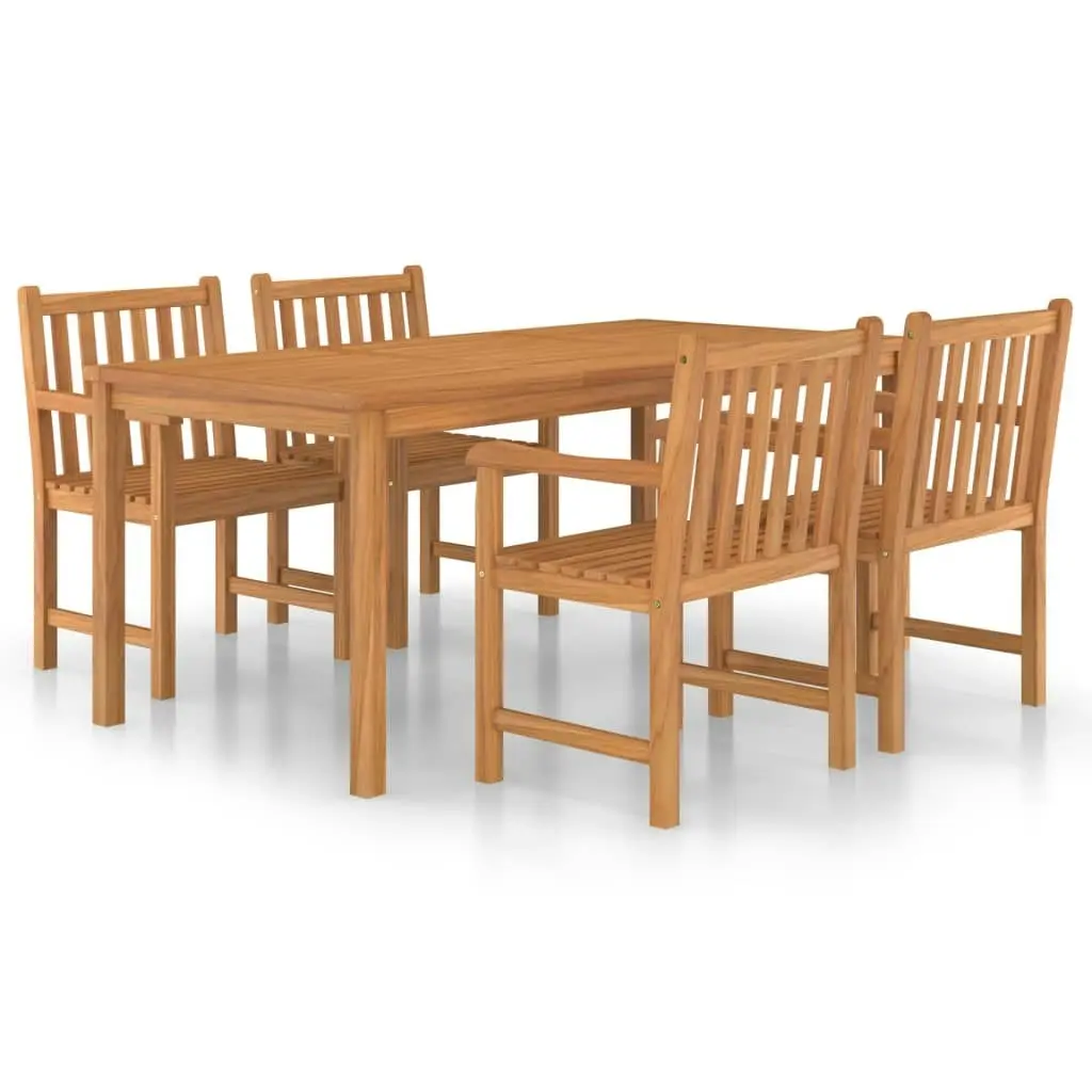 5 Piece Garden Dining Set Solid Teak Wood 3059943