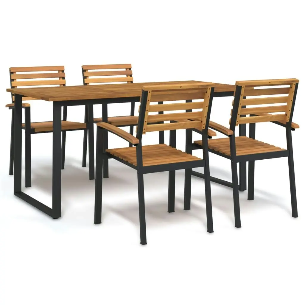 5 Piece Garden Dining Set Solid Wood Acacia and Metal 3155400