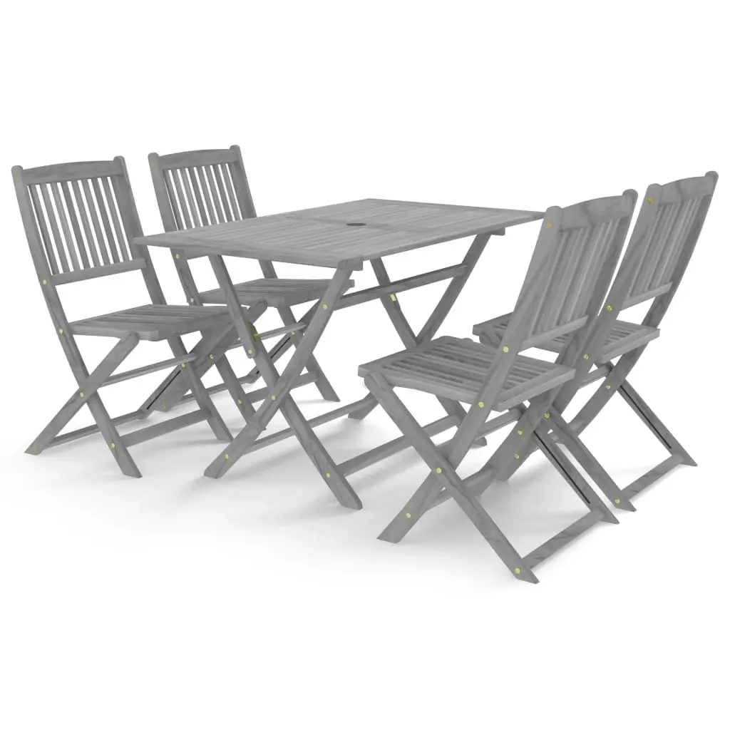 5 Piece Garden Dining Set Solid Acacia Wood Grey 3057870