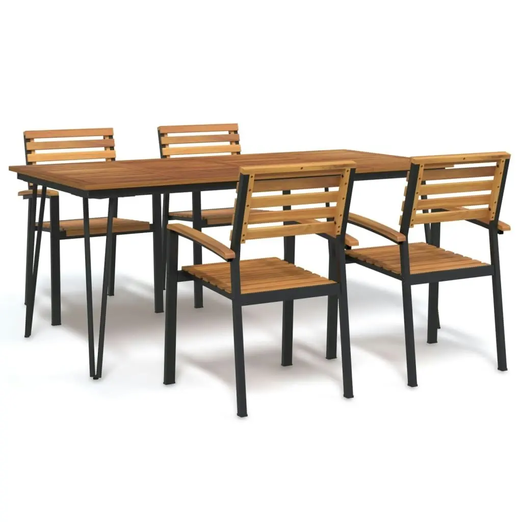 5 Piece Garden Dining Set Solid Wood Acacia and Metal 3155418