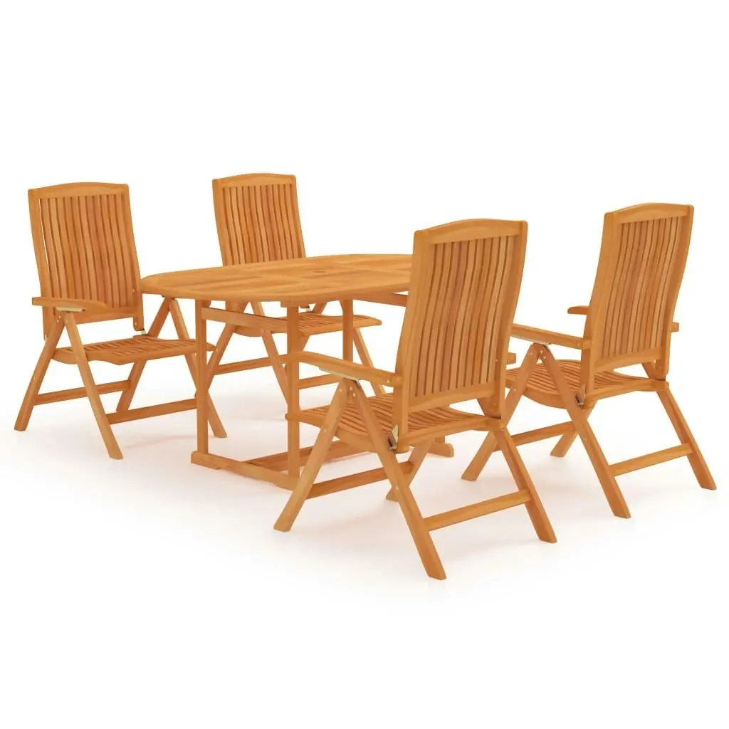 5 Piece Garden Dining Set Solid Teak Wood 3059533