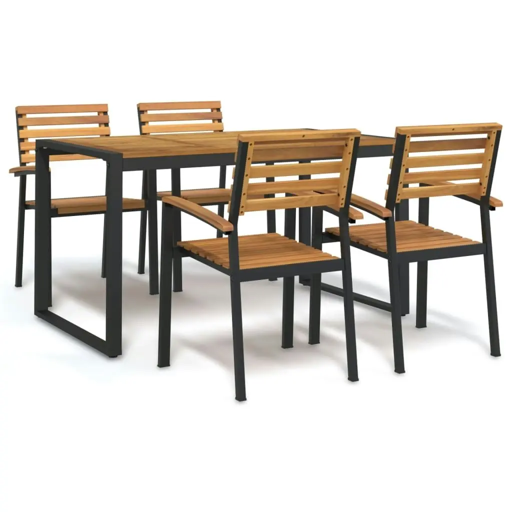 5 Piece Garden Dining Set Solid Wood Acacia and Metal 3155406