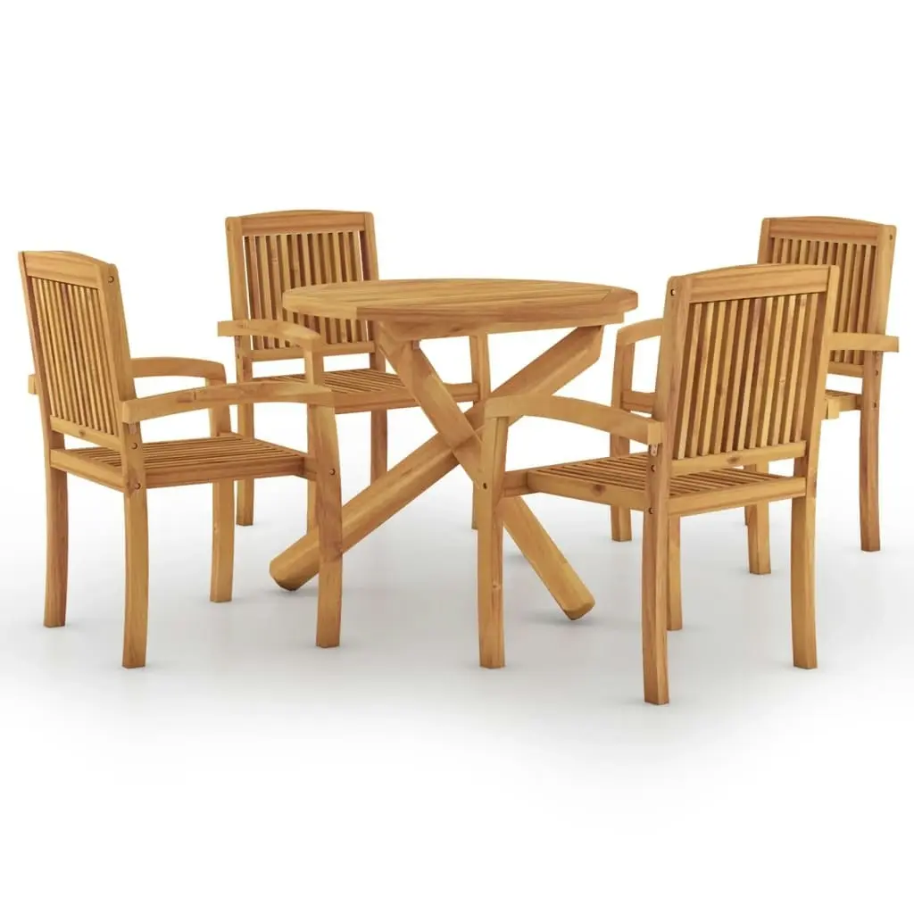 5 Piece Garden Dining Set Solid Wood Teak 3073201