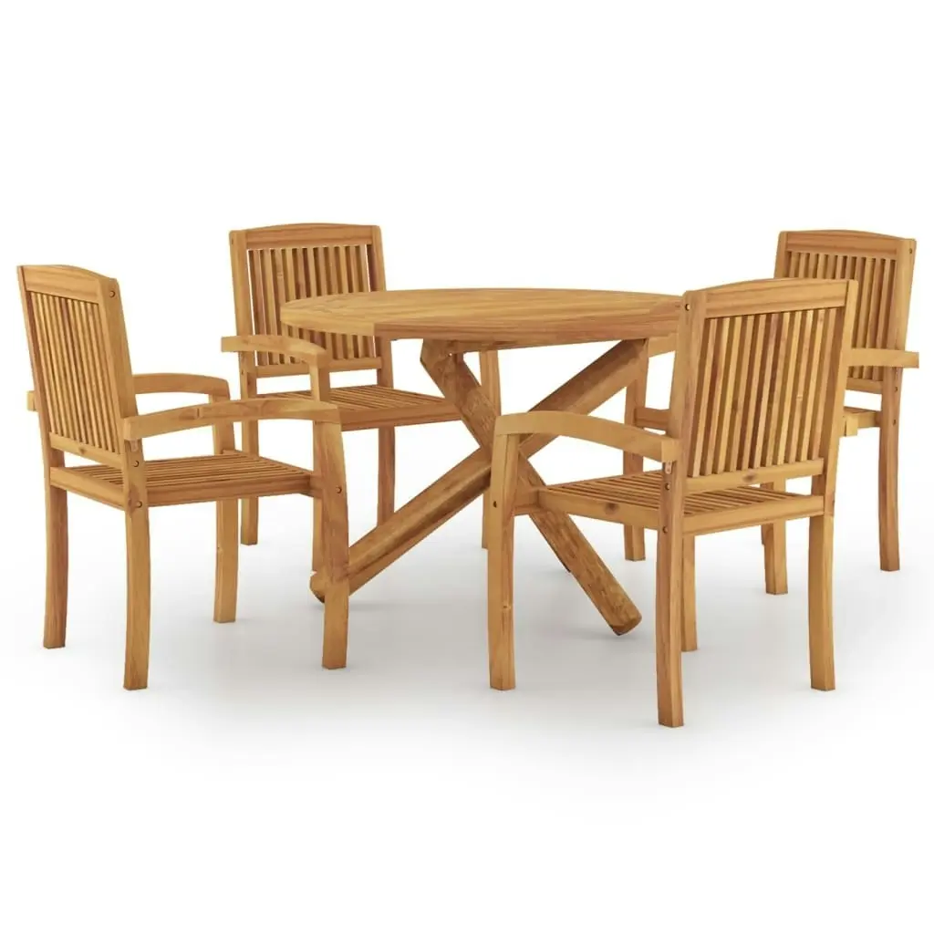 5 Piece Garden Dining Set Solid Wood Teak 3073202