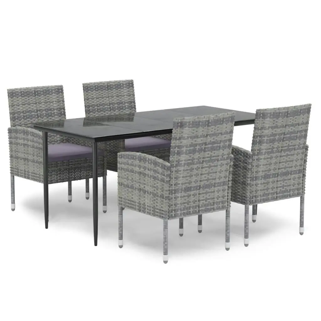 5 Piece Garden Dining Set with Cushions Anthracite Poly Rattan 3156782