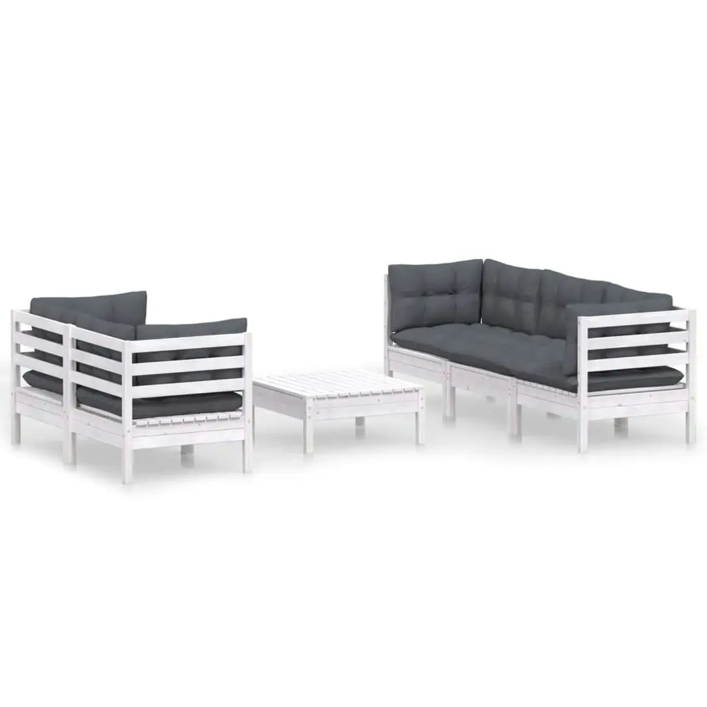 6 Piece Garden Lounge Set with Anthracite Cushions Pinewood 3096113