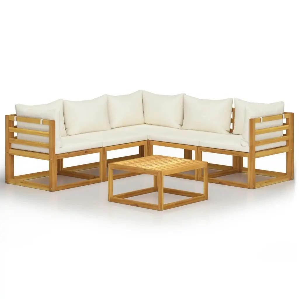 6 Piece Garden Lounge Set with Cushion Cream Solid Acacia Wood 3057643