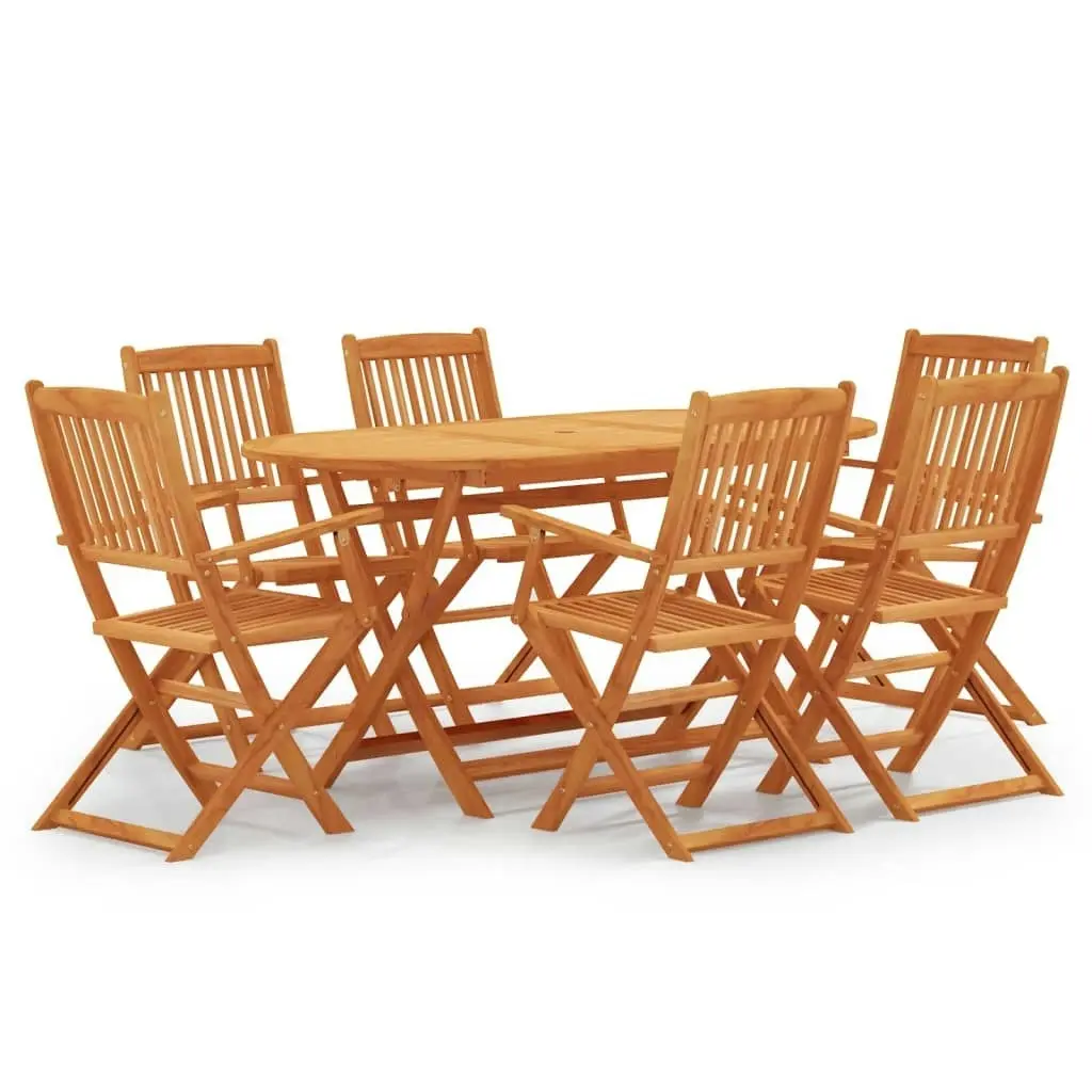 7 Piece Folding Outdoor Dining Set Solid Eucalyptus Wood 3087155